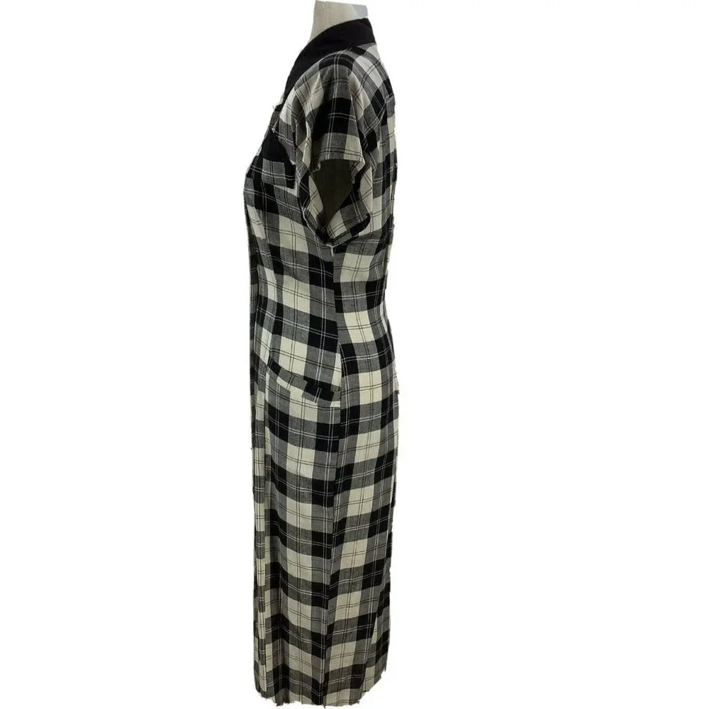 Vintage NICA PICCALINO Dress *size 8 Plaid Button Front Shoulder Pads Midcalf - Picture 7 of 7